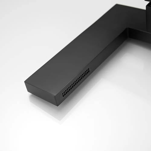 KunMai Matte Black Faucet Waterfall Sink Faucet Single Handle Above Counter