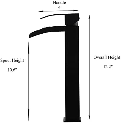 VC CUCINE Vessel Sink Faucet for Bathroom Black Waterfall Design