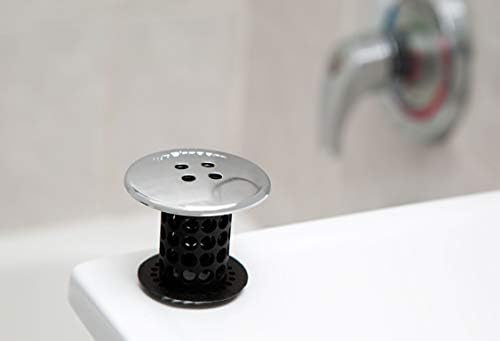 TubShroom Black Chrome Hair Catcher Effortless Drain Protection