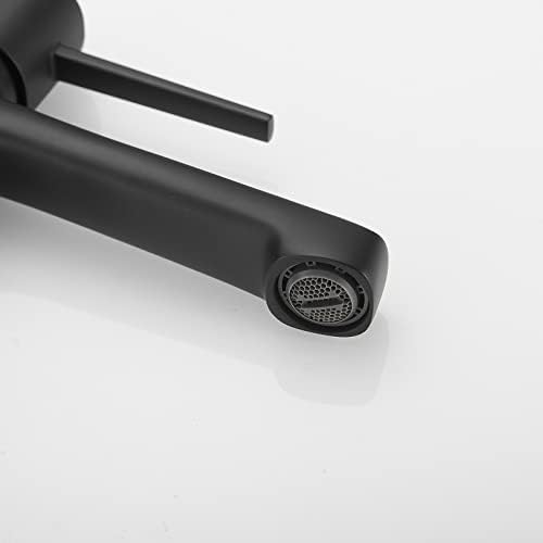 Bathfineness Single-Hole Matte Black Brass Bathroom Faucet with Pop-Up Drain