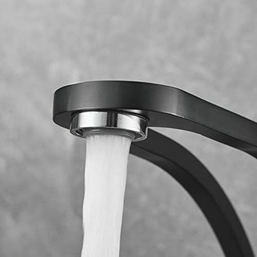 Leekayer Black Chrome Handle Bath Faucet for Sink by Brass Easy Install