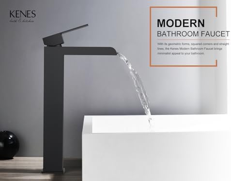 KENES Tall Bathroom Faucet Modern Design with Matte Black Finish