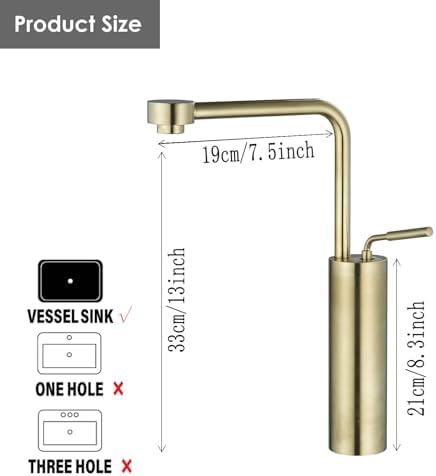 Hiendure Gold-Brushed Faucet - Bathroom Sink Instantly Perfect