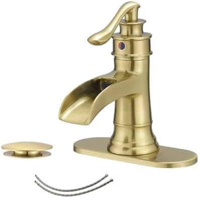 Homevacious Brushed Gold Single Handle Bathroom Faucet 1