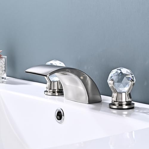 3 Holes Widespread Brushed Gold Faucet with 2 Knob Handles