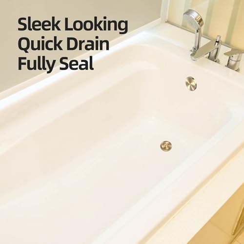Sleek champagne-brushed gold bronze bathtub drain