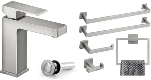 Luxury Brushed Nickel Bathroom Faucet Set for Home Bath