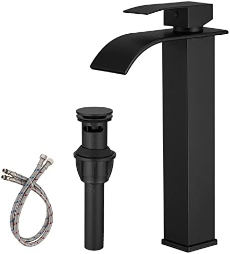 BWE Matte Black Single Handle Bathroom Faucet