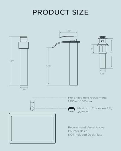 FORIOUS Waterfall Faucet with Chrome Handle