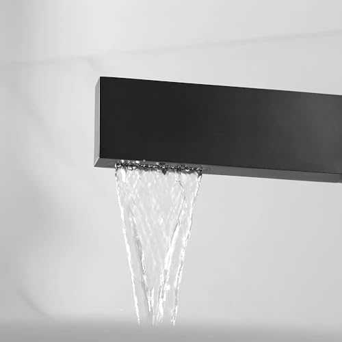 KunMai Matte Black Faucet Waterfall Sink Faucet Single Handle Above Counter