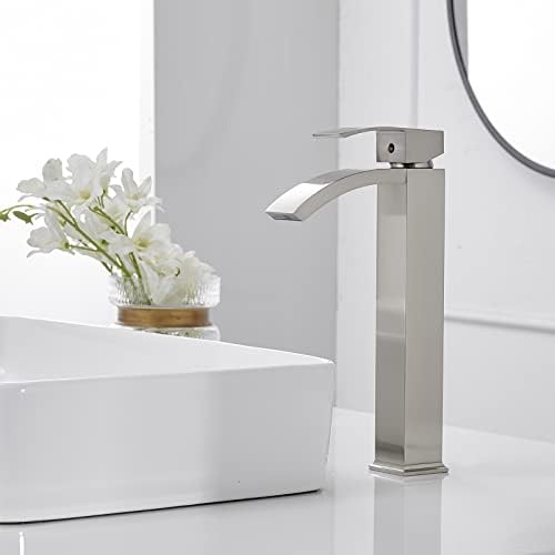Greenspring Brushed Nickel Vessel Sink Faucet with Waterfall Flow