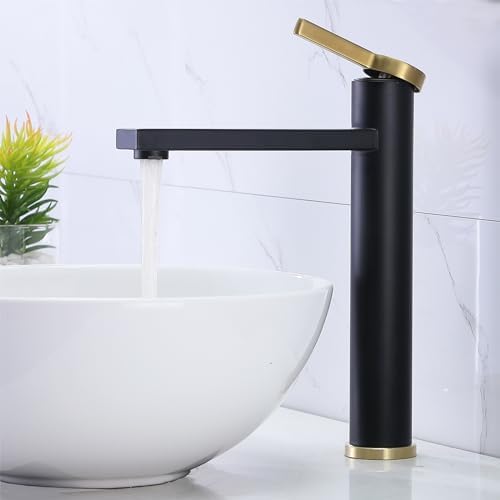 Stylish Vessel Sink Faucet Black Gold