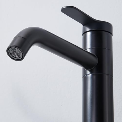Comllen Tall Bathroom Faucet 360 Swivel Matte Black Vanity Sink