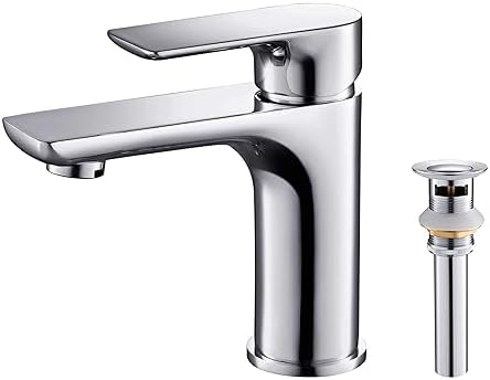 KIBI Durable Stylish Single Handle Bathroom Sink Faucet Chrome Finish Rust-Resistant