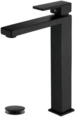NEWRAIN Modern Single Handle Matte Black Bathroom Faucet
