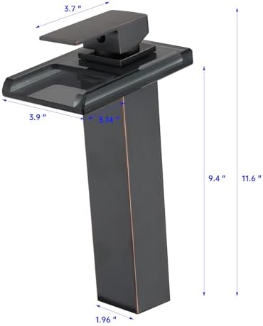 LED Bathroom Faucet with Waterfall Glass Spout and Oil Rubbed Bronze Finish