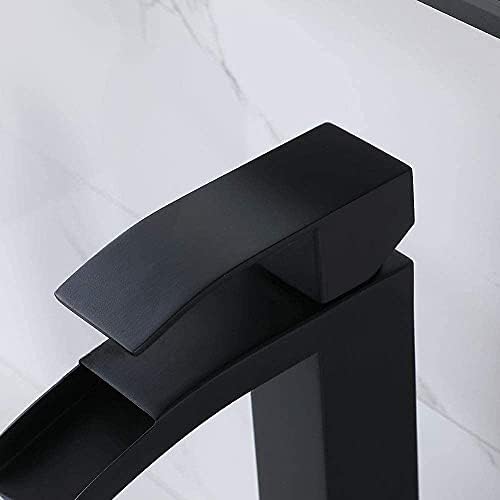 VC CUCINE Vessel Sink Faucet for Bathroom Black Waterfall Design