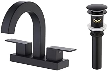 Premium 2-Handled Matte Black Bathroom Faucet with Overflow Drain