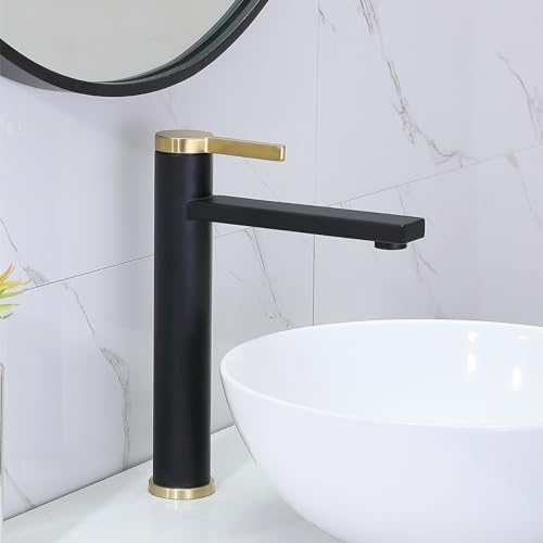 Stylish Vessel Sink Faucet Black Gold