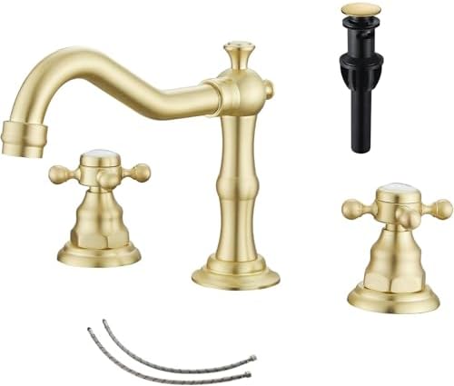 Elegant 118 GPM Gold_surface Bathroom Faucet with 2 Handles 3 Holes