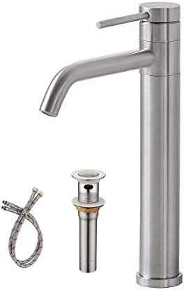 Gleaming Touch Faucets - Modern Brushed Nickel Vessel Sink Faucet