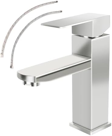 SkyGenius Single Handle Bathroom Faucet Brushed Nickel Maintenance-Free Rust-Resistant