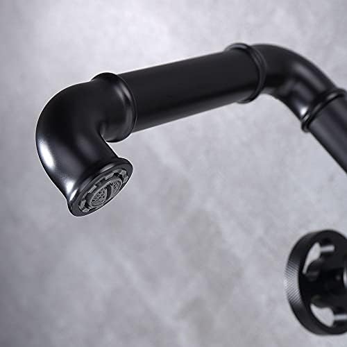 KunMai Bathroom Vessel Sink Faucet Matte Black 1-Hole 2-Handle Brass Faucet