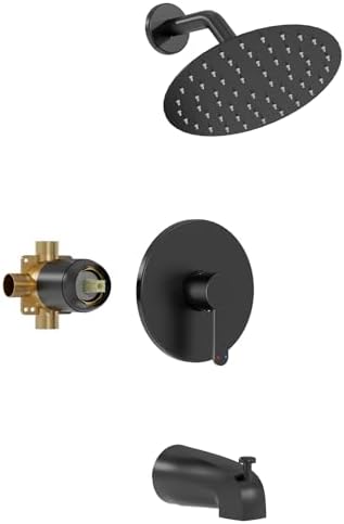 Experience Luxury with Kurpot 8-inch Matte Black Shower Faucet Set