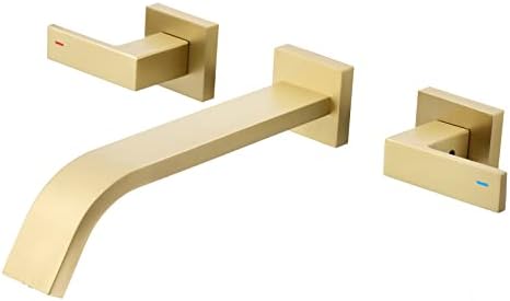 Chalirs Gold-Finished Wall-Mounted Faucet Dual Lever 3-Hole High-Quality Faucet