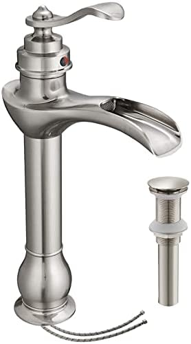 Vessel Sink Faucet with Drain Assembly Brushed Nickel Bathroom Faucet