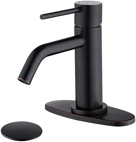 JXMMP Oil Rubbed Bronze Single Hole Bathroom Faucet with 6 Inch Deck Plate