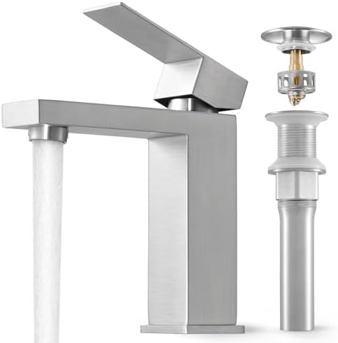 KES Single Hole Bathroom Faucet Brushed Nickel NSF Certified