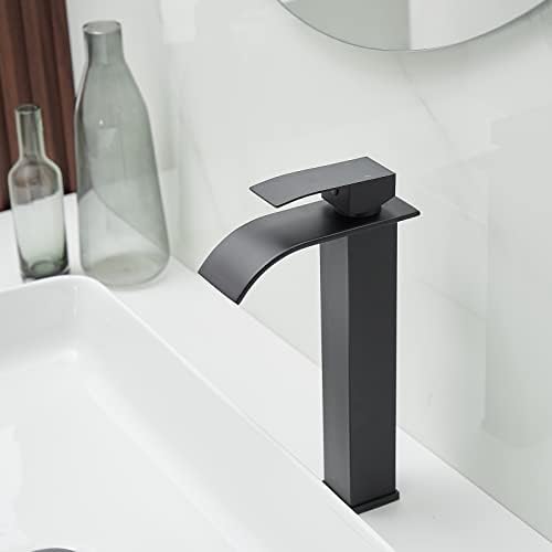 BWE Matte Black Single Handle Bathroom Faucet
