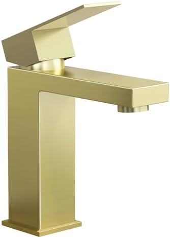 KES Brushed Gold Single Handle Bathroom Faucet Modern 188 SS Sink Faucet