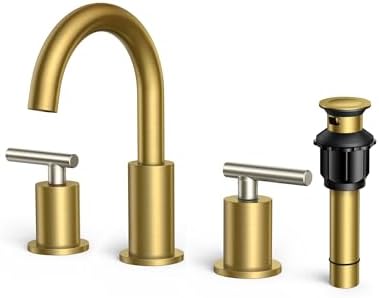 FORIOUS Brushed Nickel Gold Bathroom Faucet - Durable Attractive for Your Bathroom