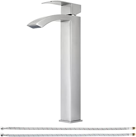 EZANDA Single Handle Vessel Sink Faucet - Waterfall Tall Bathroom Sink