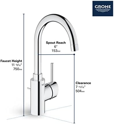 GROHE 32138002 Concetto Single Handle Chrome Bathroom Faucet