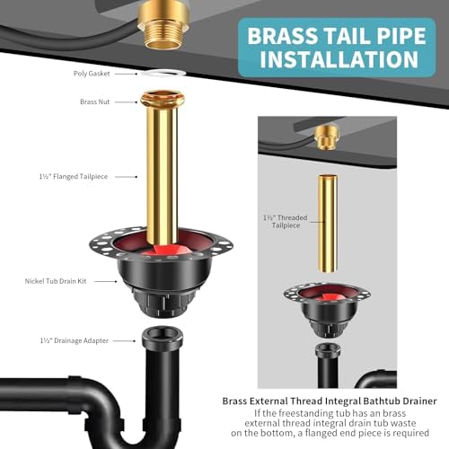 Wowewk Bathtub Drain Kit for Freestanding Bathtubs