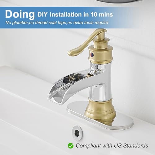 Homevacious Modern Gold Chrome Bathroom Faucet