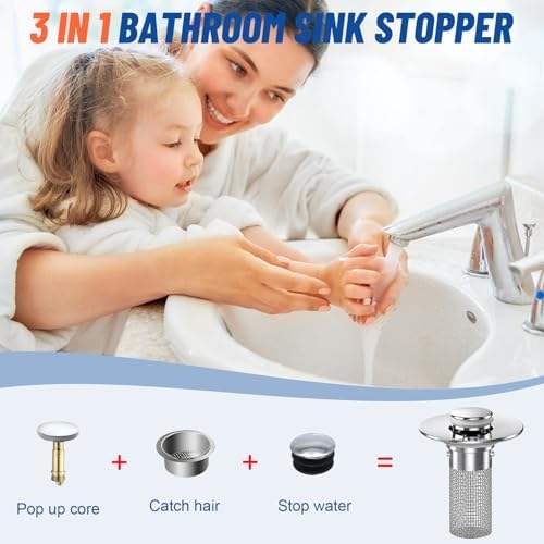 2-Piece Bathroom Sink Stopper Hair Catcher