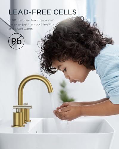 FORIOUS Brushed Nickel Gold Bathroom Faucet - Durable Attractive for Your Bathroom