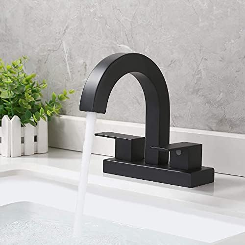 Premium 2-Handled Matte Black Bathroom Faucet with Overflow Drain