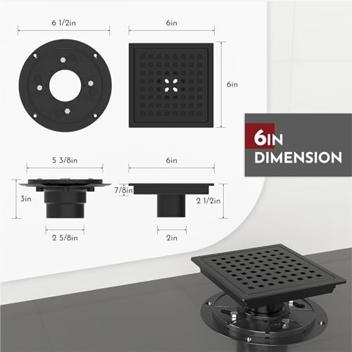 Prime 6-Inch Square Floor Drains