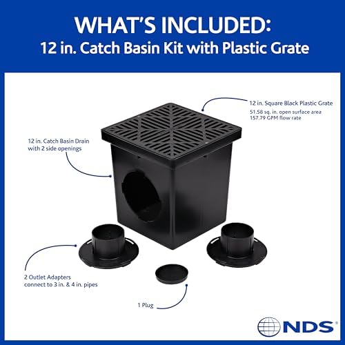 NDS 1200BKIT RTL1PK Square Catch Basin Drain Kit