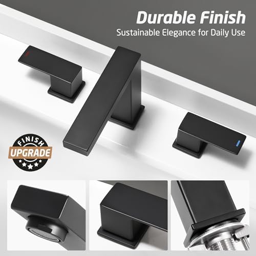KES Black Vanity Faucet 8-Inch Matte Black Stimulating Design