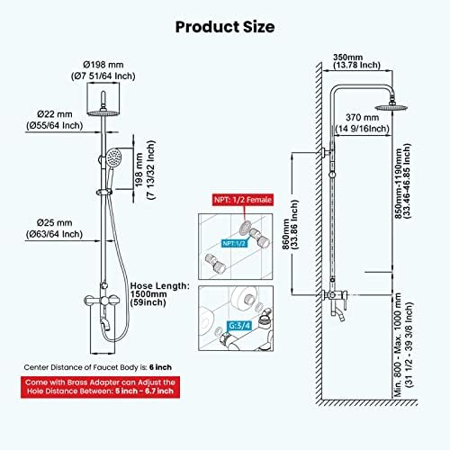 GotOnovo Stainless Steel 304 Triple Function Shower Faucet Set