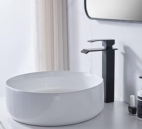 Sturdy Matte Black Vessel Faucet for Sink Tall Waterfall Bathroom Faucet