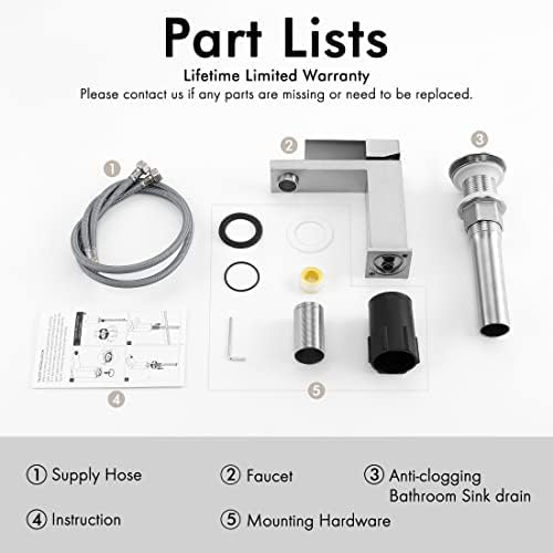 KES Single Hole Bathroom Faucet Brushed Nickel NSF Certified