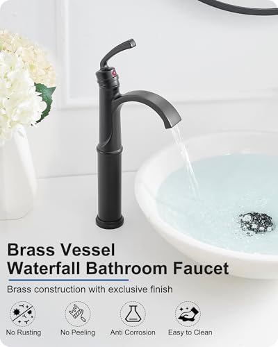 Tall Black Vessel Faucet Non-Leakage Touch On Faucet for Bathroom