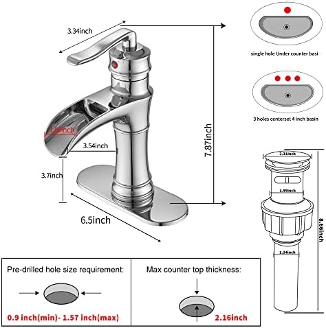 GGStudy Single-Handle Bathroom Faucet - Waterfall spout for a MILLION-dollar look